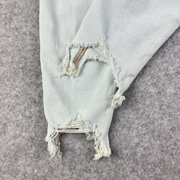 American Eagle Curvy Mom Jeans Womens 4R Light Wash Shark Bite Hem Stretch Denim - Picture 10 of 16